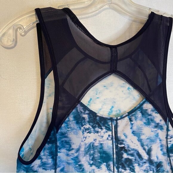Lululemon Sculpt Tank Top Aquamarine Mosaic with Black Sheer Mesh Trim Ladies 8 - Picture 5 of 8